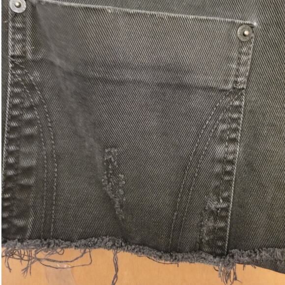 Sacada Black Denim Festival Grunge Punk Goth Cut Off High Rise Denim Shorts - 38 - Picture 4 of 8